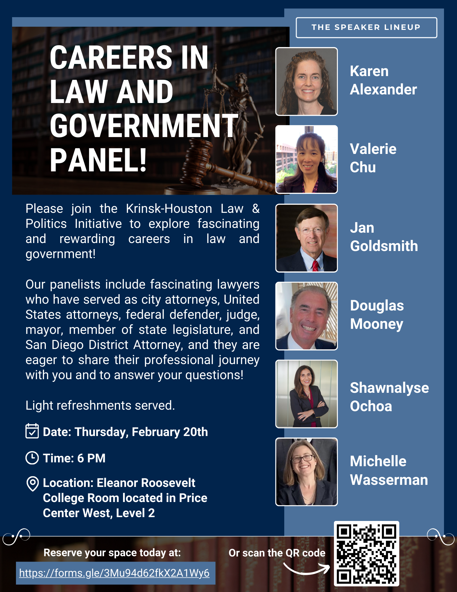 Flyer of Careers in Law and Government Panel